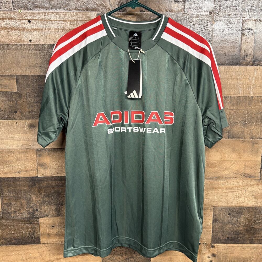 Adidas Men’s Size Small Sportswear Tiro Tee Green Oxide Red White NWT SKU 089